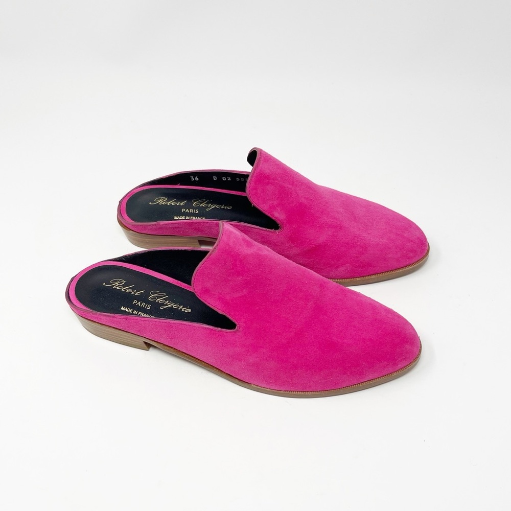 NWT Robert Clergerie Suede Mules Slip-On Flats Loafers in Fuchsia 36 - Picture 3 of 10
